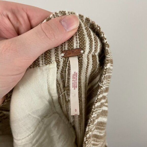 Free People Marta Yarn Stripe Tan Dyed Trouser Pants Size 0 - Picture 3 of 7
